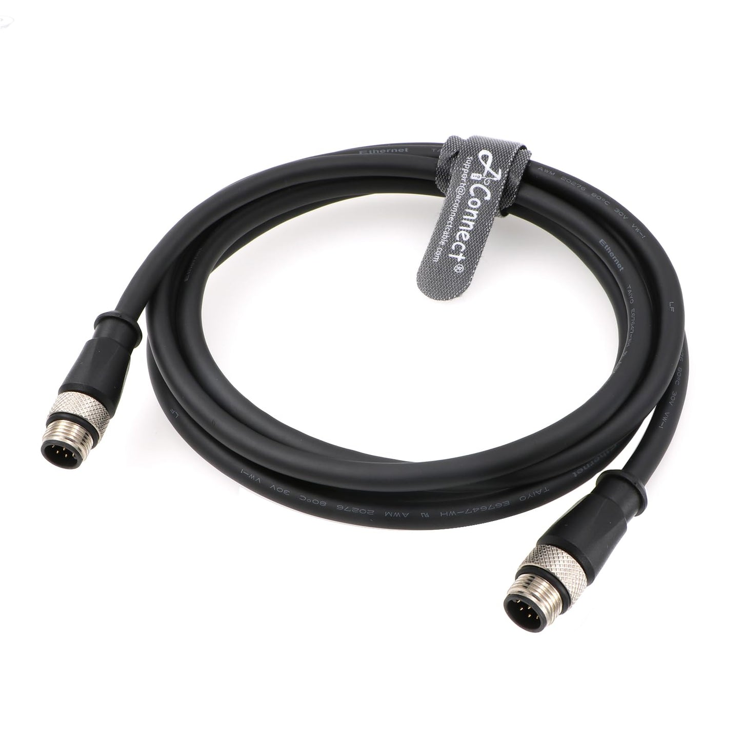 M12 8 Pin A-Code Male to 8 Pin A-Code Male High Flexible Industrial Ethernet Shielded Waterproof Cable for Industrial Camera 1M