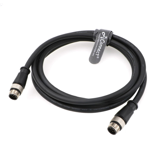 M12 8 Pin A-Code Male to 8 Pin A-Code Male High Flexible Industrial Ethernet Shielded Waterproof Cable for Industrial Camera 1M