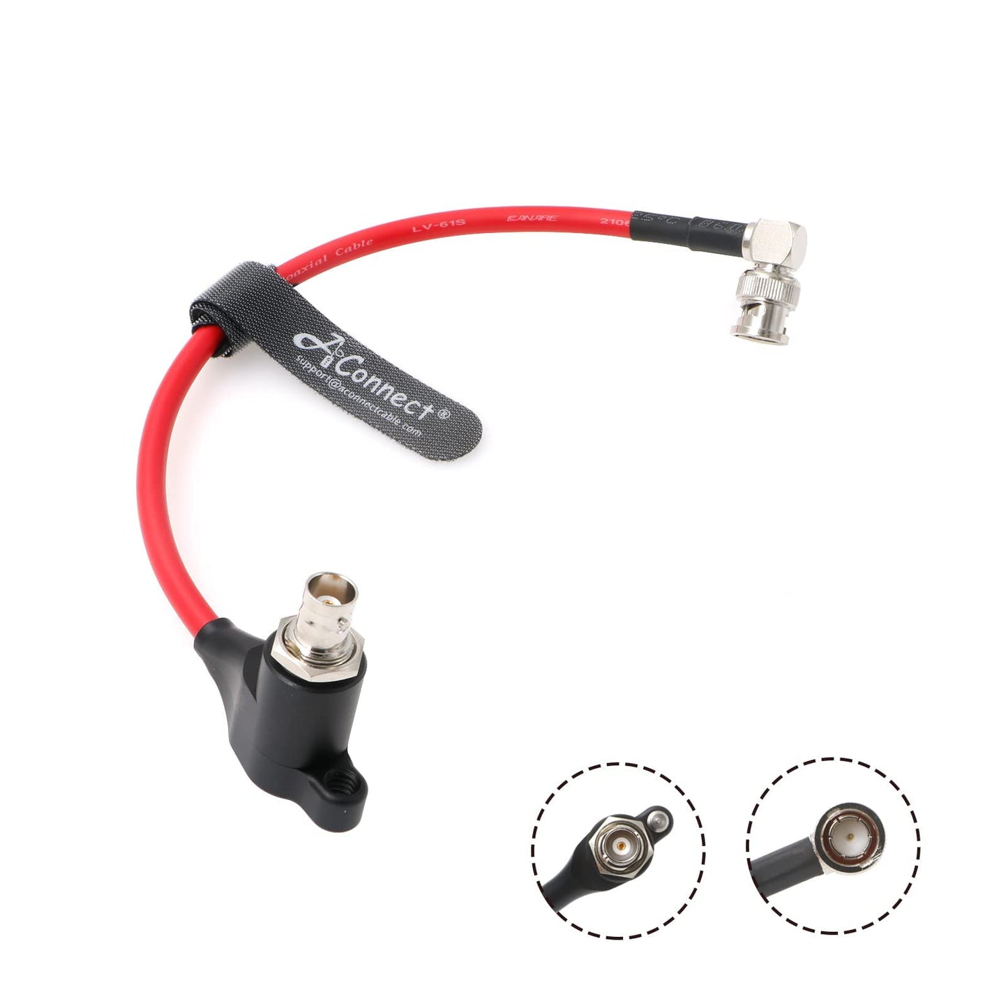 SDI-Protector-Cable for RED-Komodo Galvanic-Isolators BNC Male to Right-Angle BNC Female Power Cord 8inch Black