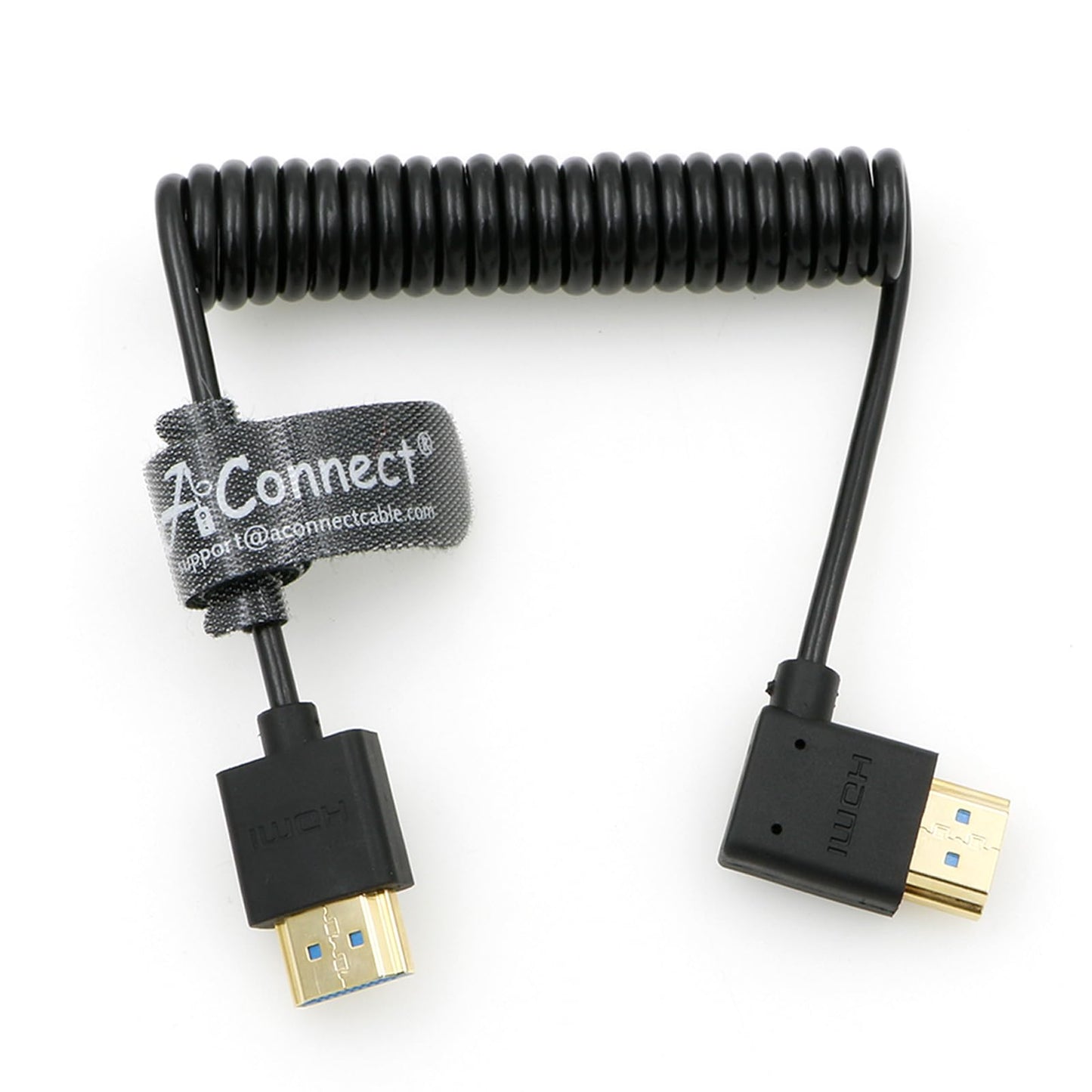 8K Coiled HDMI Cable, 8K@60Hz 4K@120Hz 48Gbps HDMI 2.1 Cable, Ultra High-Speed Braided Coiled Cable 12~18" for Atomos Ninja V|Portkeys BM5 Monitor (Left Angle to Left Angle)