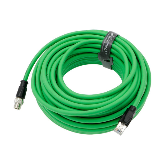 M12-X-Code Ethernet-Cable for Cognex in Sight Industrial Camera M12 8 Pin Male X Code to RJ45 Shielded Cat6ae Ethernet Cable 20M (Green)