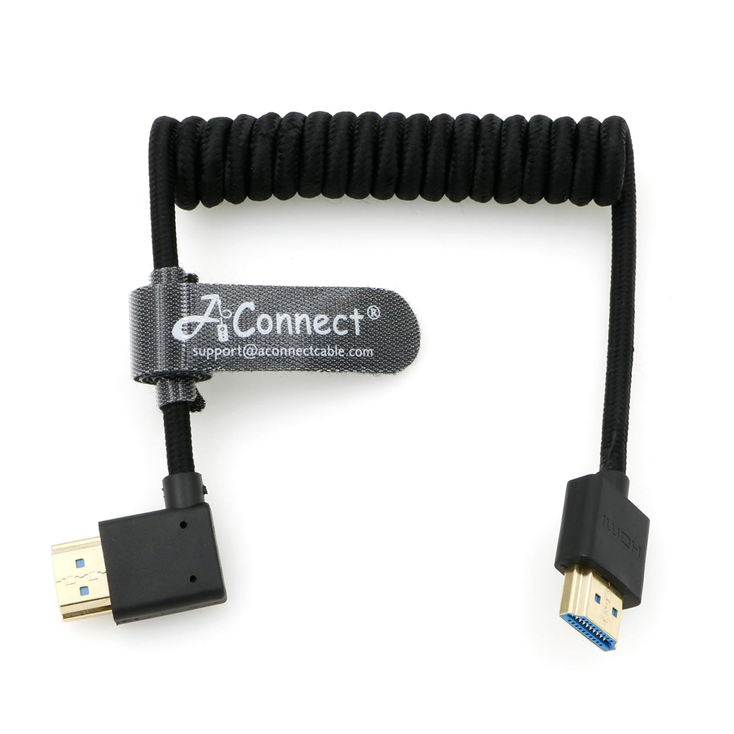 8K Coiled HDMI Cable, 8K@60Hz 4K@120Hz 48Gbps HDMI 2.1 Cable, Ultra High-Speed Braided Coiled Cable 12~18" for Atomos Ninja V|Portkeys BM5 Monitor (Straight to Straight)