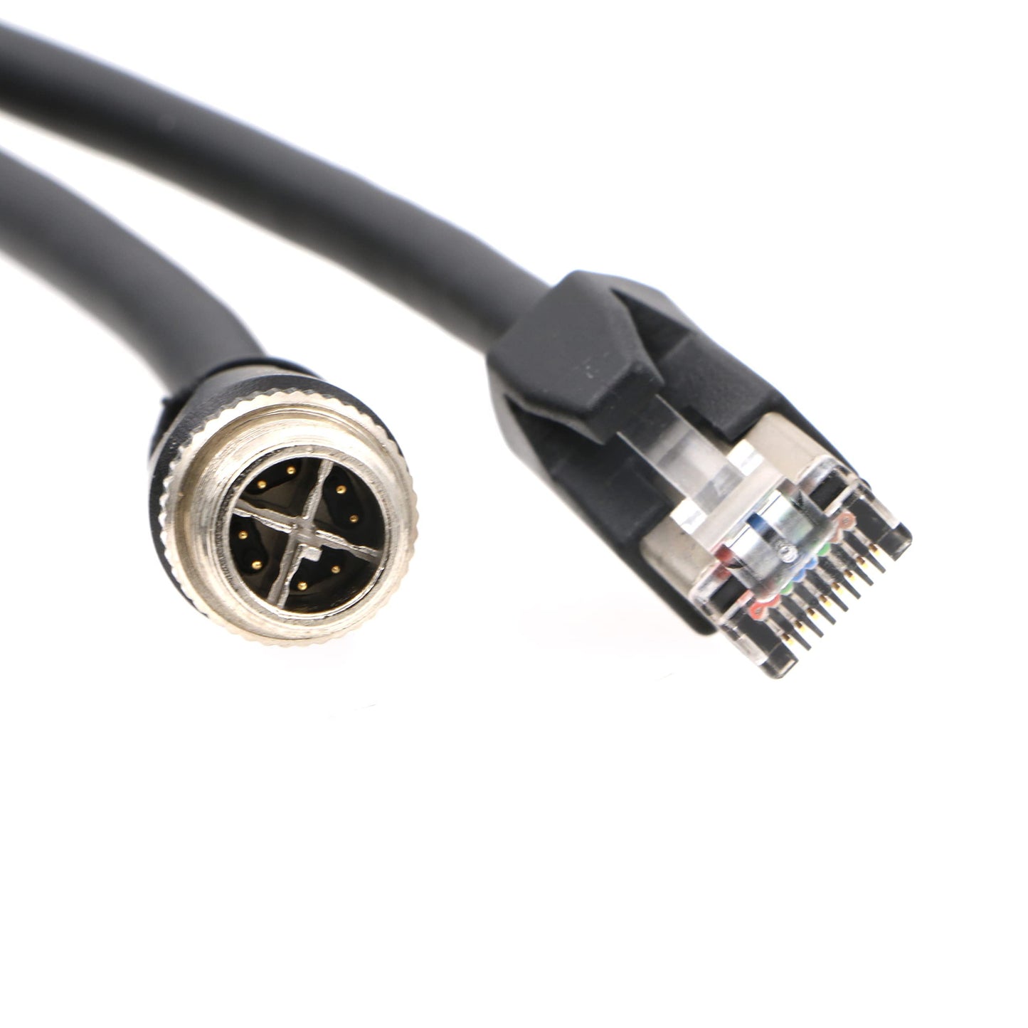 X-Code-RJ45-Industrial-Shielded-Ethernet M12 8 Pin X-Code Male to RJ45 Cat6a Ethernet Shielded Cable for Cognex Industrial Camera Flexible 3.3Ft|1M
