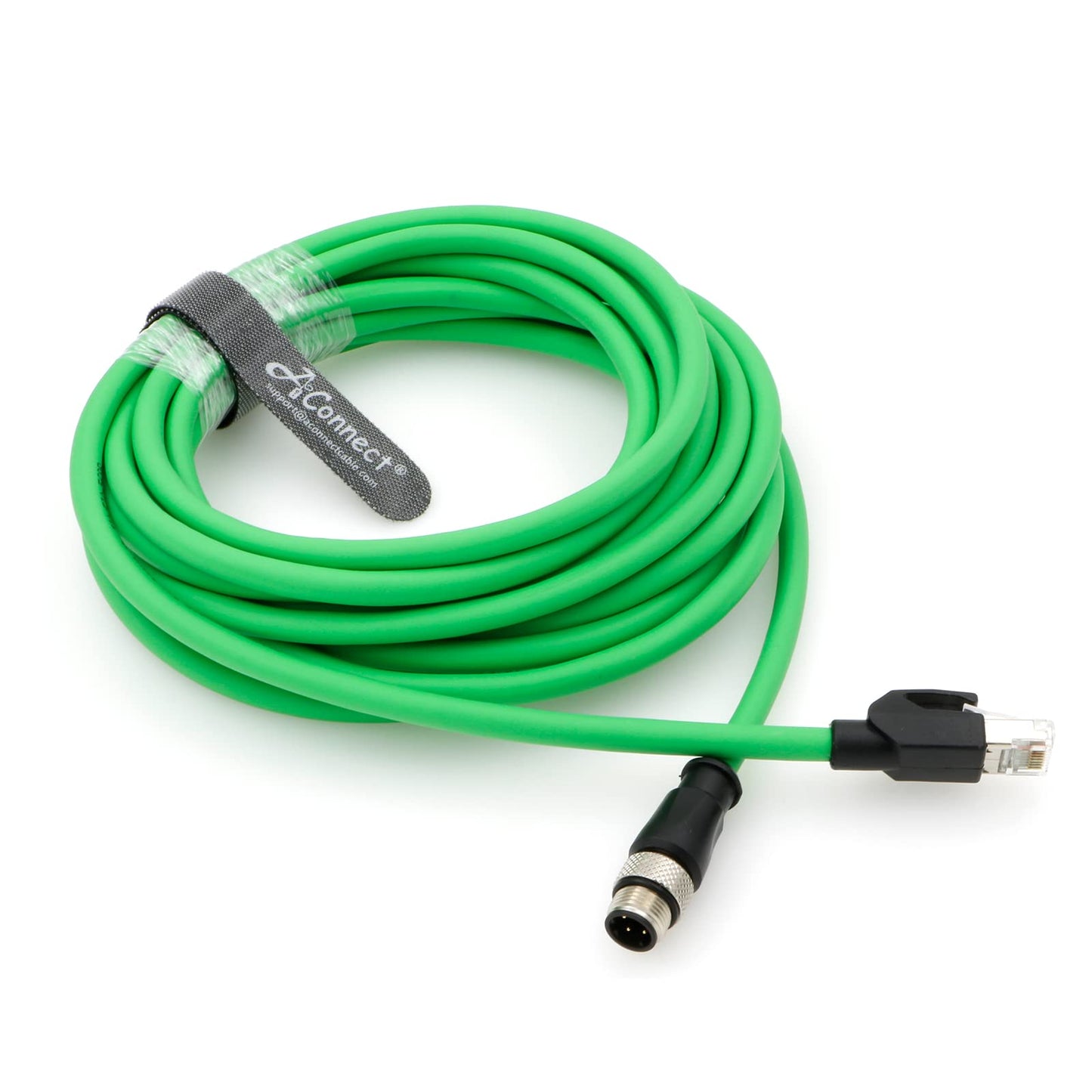 M12 4 Position D-Coded Connector to RJ45 Cat5e Ethernet Cable Assembly Waterproof Portable 3.3Ft/1M