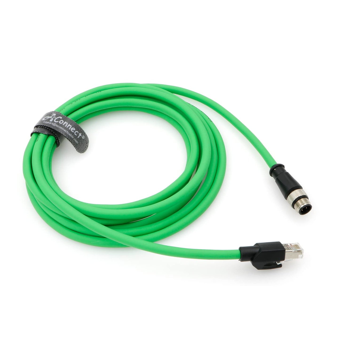 M12 4 Position D-Coded Connector to RJ45 Cat5e Ethernet Cable Assembly Waterproof Portable 3.3Ft/1M