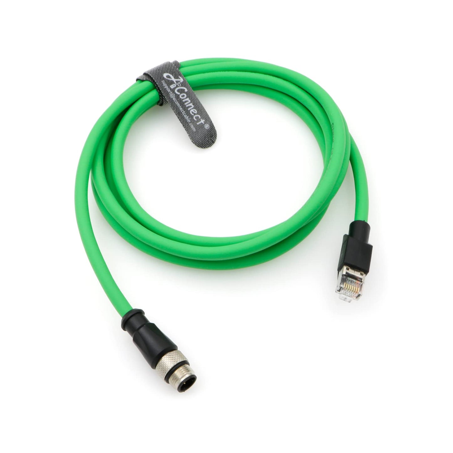 M12 4 Position D-Coded Connector to RJ45 Cat5e Ethernet Cable Assembly Waterproof Portable 3.3Ft/1M