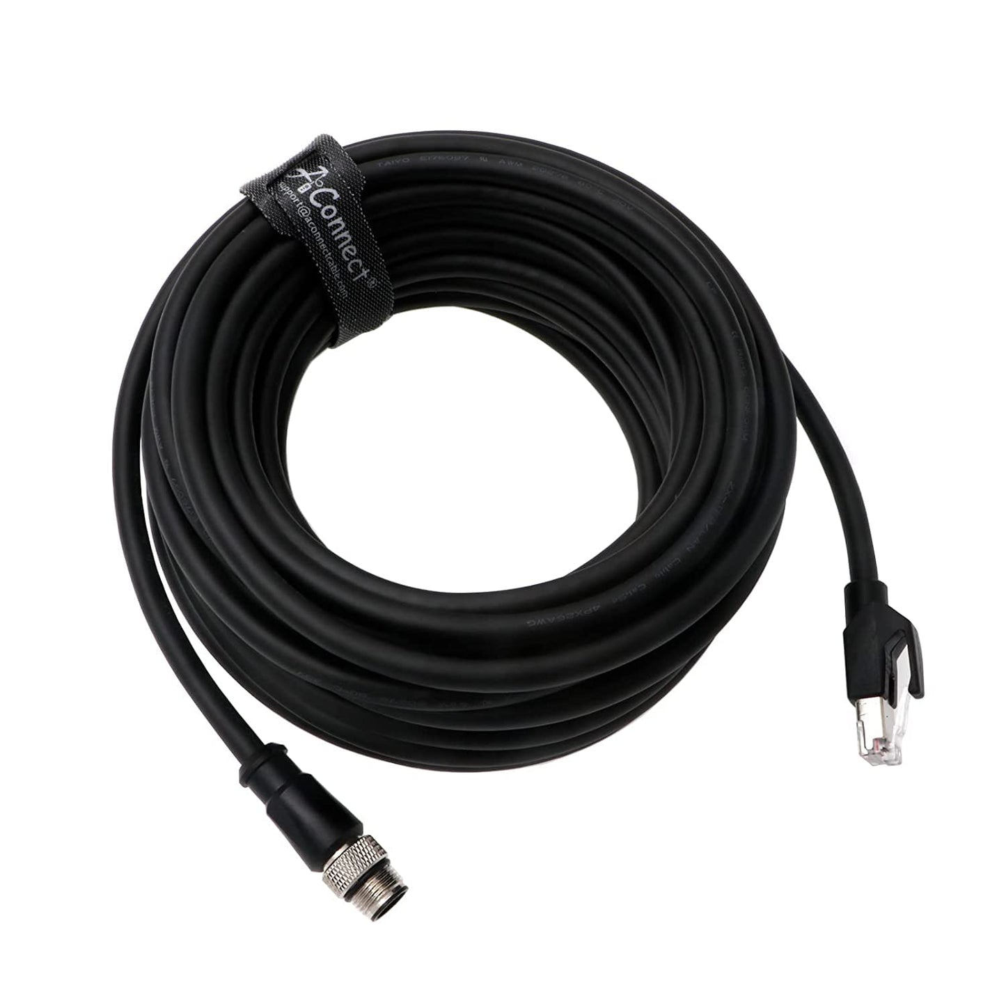 4Pin-RJ45-Ethernet-Industrial-Cat5e-Cable D-Code M12 4 Pin Male to RJ45 Male Cat5e High Flex Ethernet Shielded Cable Industrial Field-wireable Machinery Sensor Camera 3.3Ft|1M