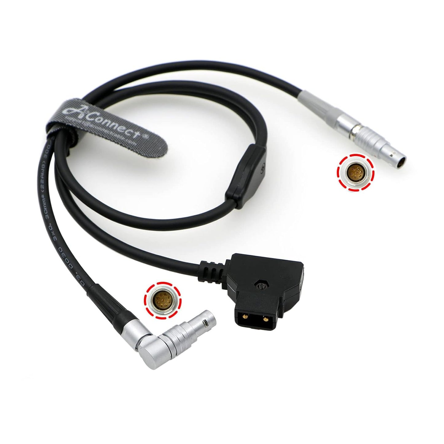 Run Stop Cable for ARRI cforce RF Motor 7 Pin Male to Right Angle Rotatable 9 Pin Male + Dtap Male Power Cable for RED Komodo V-Raptor, 60CM/24Inches