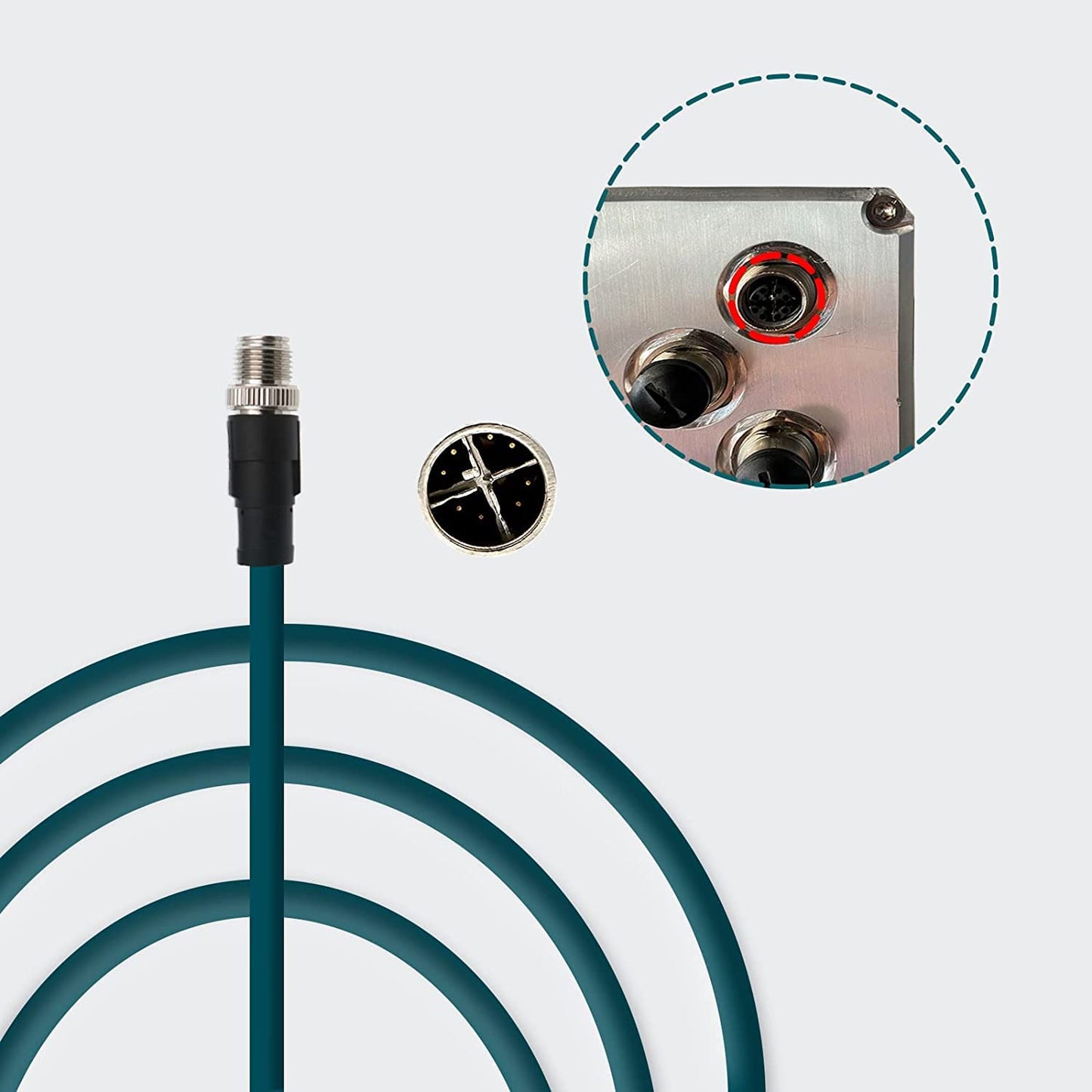 M12-RJ45-XCode-Ethernet-Shielded-Industrial M12 8 Pin X-Code Male to RJ45 Cat6a Ethernet Shielded Cable for Cognex Industrial Camera 3.3Ft|1M