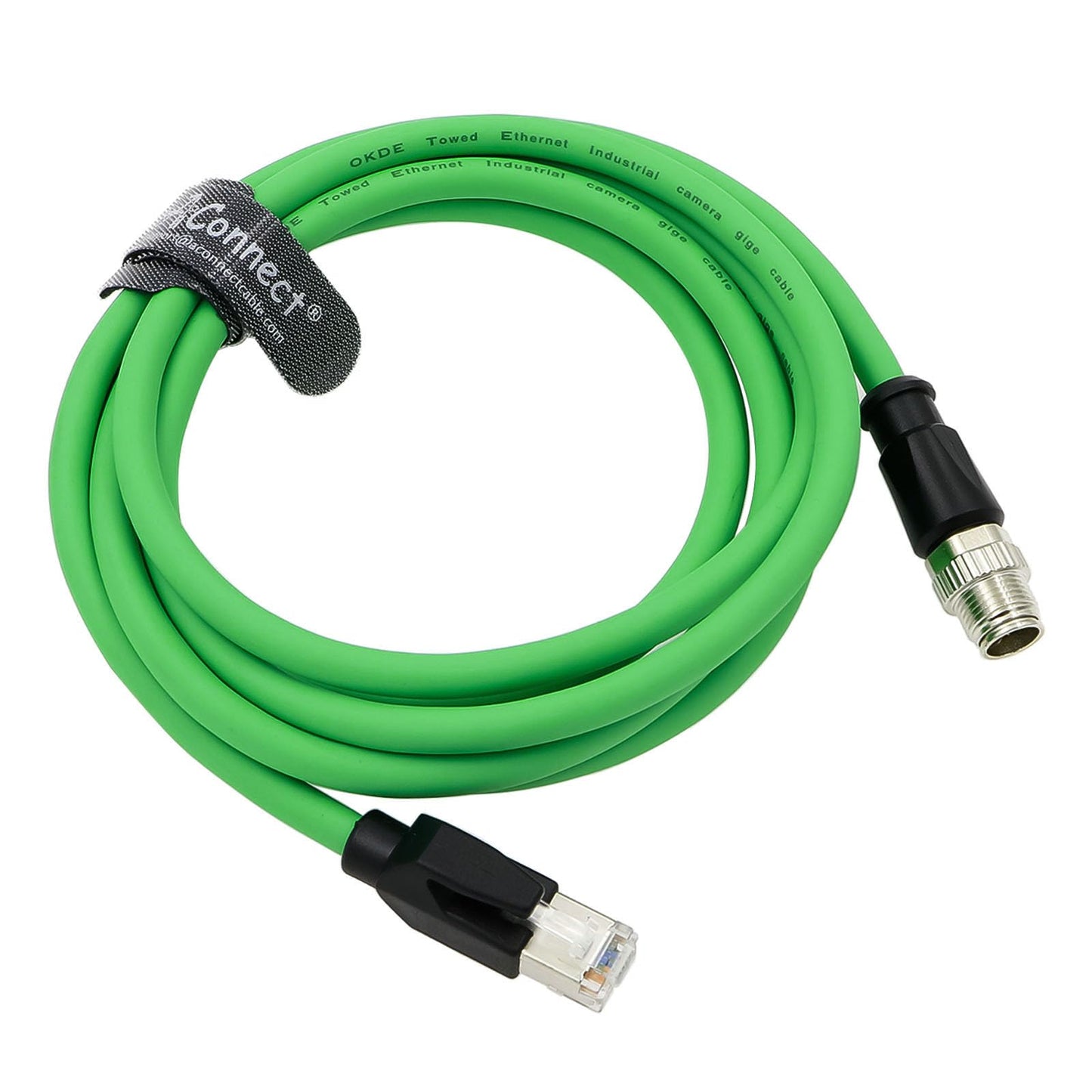 M12-X-Code Ethernet-Cable for Cognex in Sight Industrial Camera M12 8 Pin Male X Code to RJ45 Shielded Cat6ae Ethernet Cable 20M (Green)