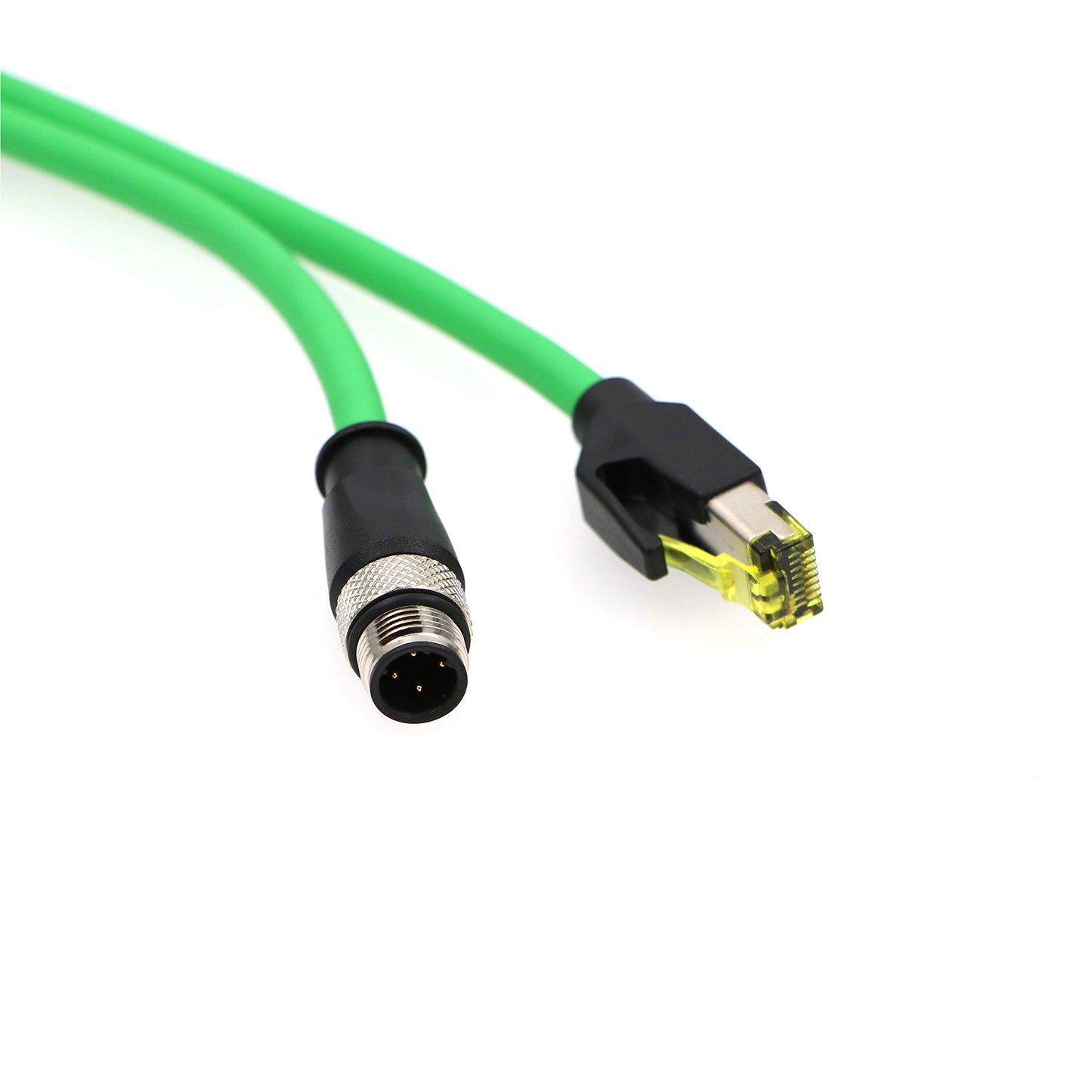 M12 4 Position D-Coded Connector to RJ45 Cat5e Ethernet Cable Assembly Waterproof Portable 3.3Ft/1M