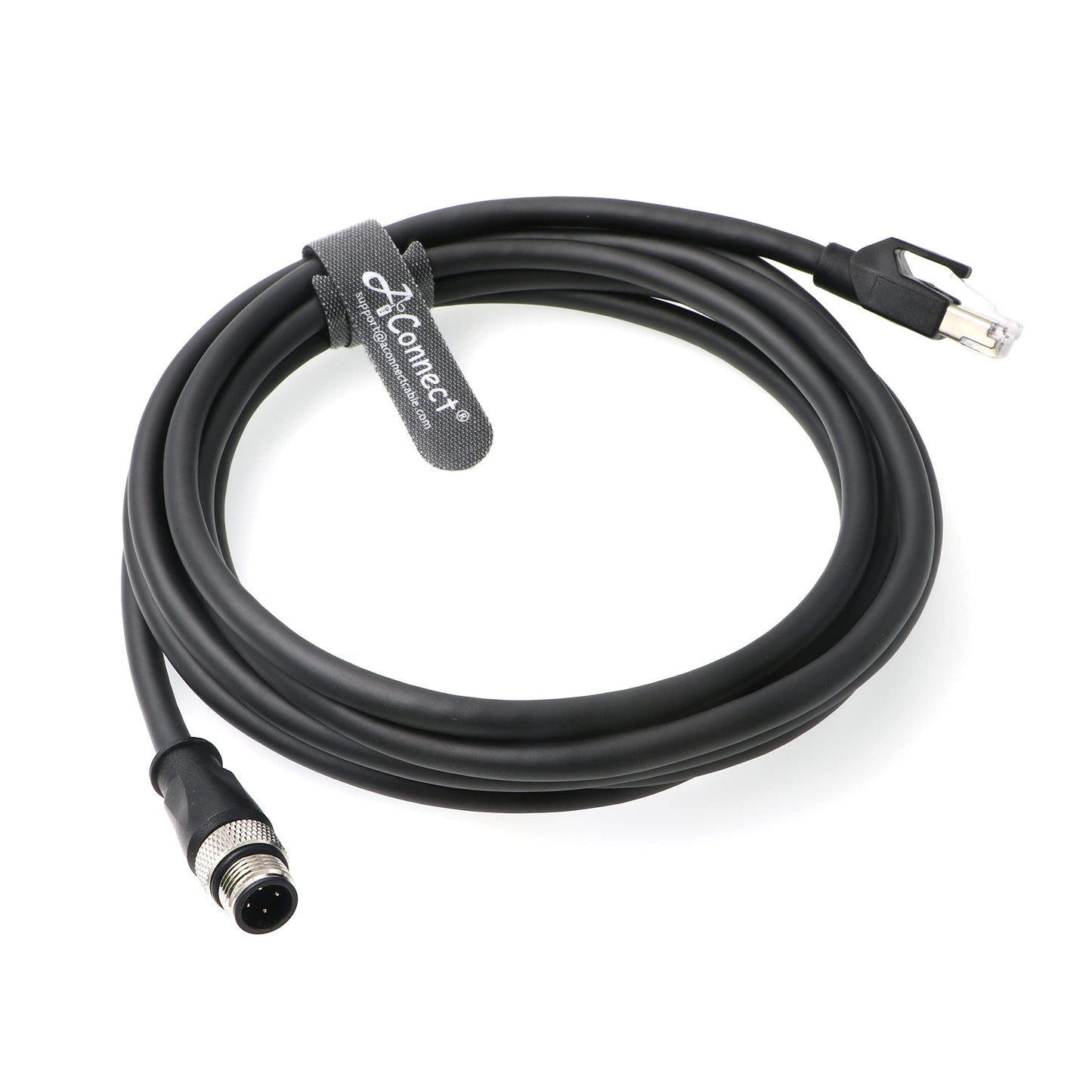 4Pin-RJ45-Ethernet-Industrial-Cat5e-Cable D-Code M12 4 Pin Male to RJ45 Male Cat5e High Flex Ethernet Shielded Cable Industrial Field-wireable Machinery Sensor Camera 3.3Ft|1M