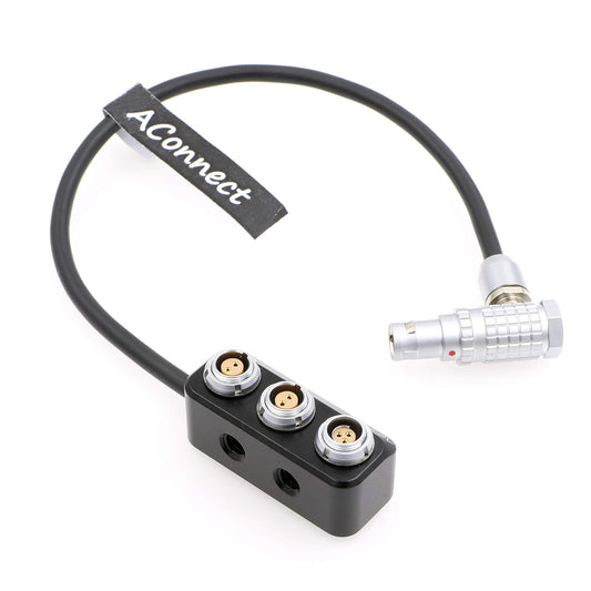 Mini EXT Right Angle 7pin to 2X 2pin and 1X RS 3pin Power Splitter for ARRI RED Alexa Teradek Power Breakout Box Cable 11.8in/30cm