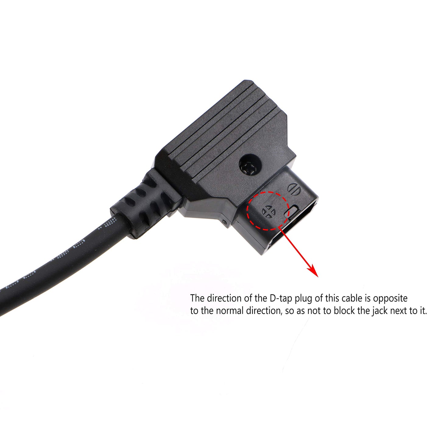 Rotatable Right Angle 4 Pin Male to D-Tap Power Cable for Zacuto Kameleon EVF 18in/45cm