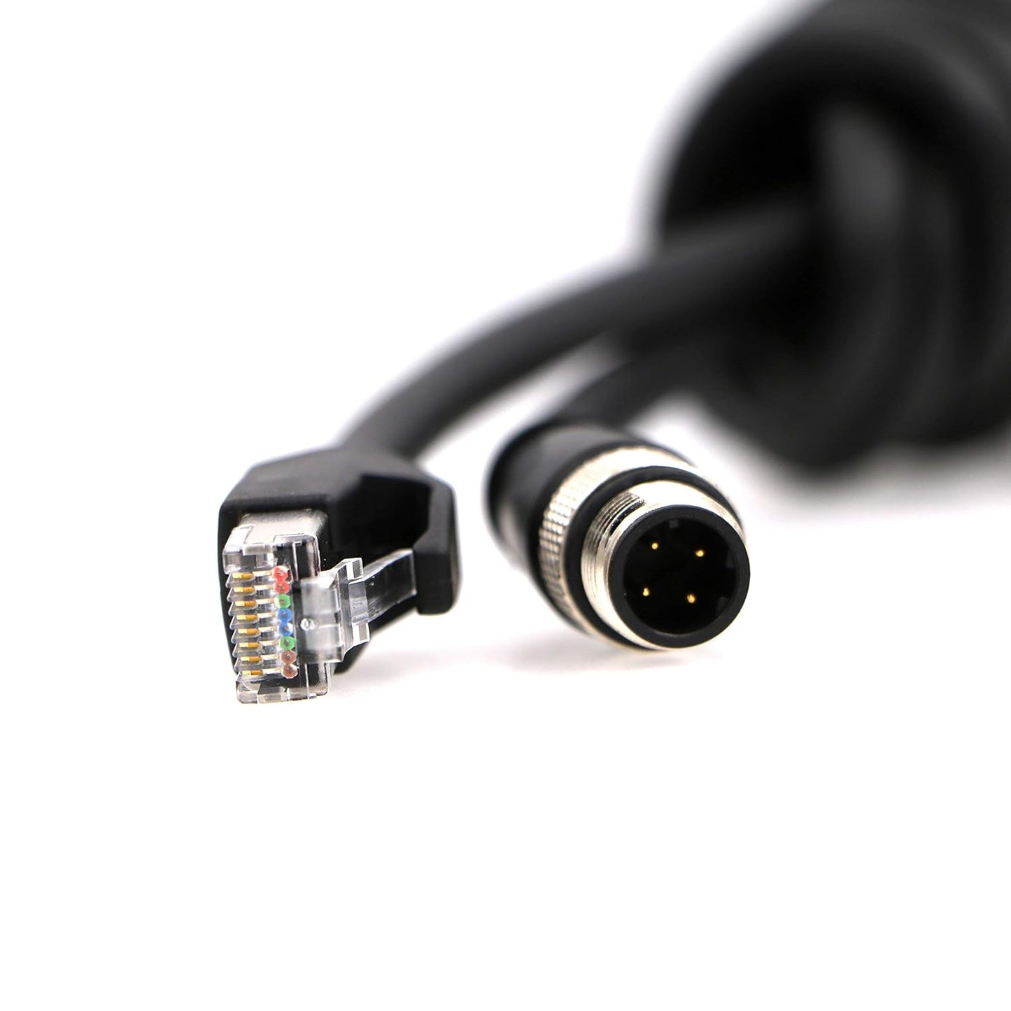 AConnect D-Code Cable M12 4 Pin Male to RJ45 Male Cat5e High Flex Ethernet Shielded Cable Industrial Field-wireable Machinery Sensor Camera 9.8Ft/3M