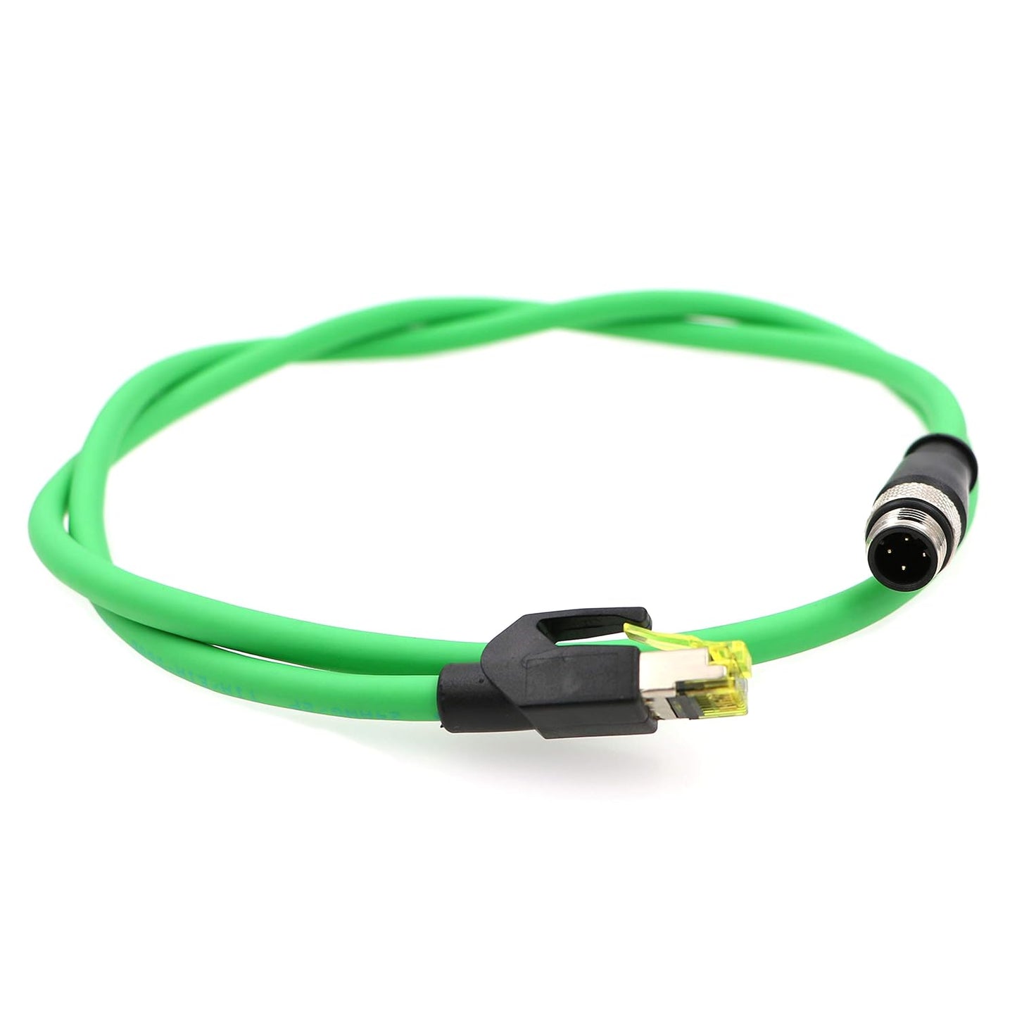 AConnect M12 4 Position D-Coded Connector to RJ45 Cat5e Ethernet Cable Assembly Waterproof Portable 3.3Ft/1M