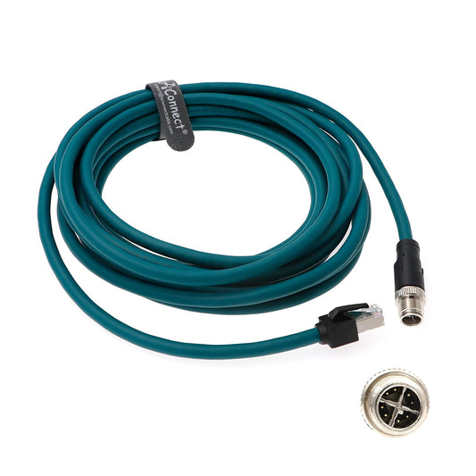 AConnect M12 8 Position X-Code to RJ45 Ethernet Network Cable for Cognex in Sight Industrial Camera Shielded Cord High Flexible Waterproof 16Ft 5M