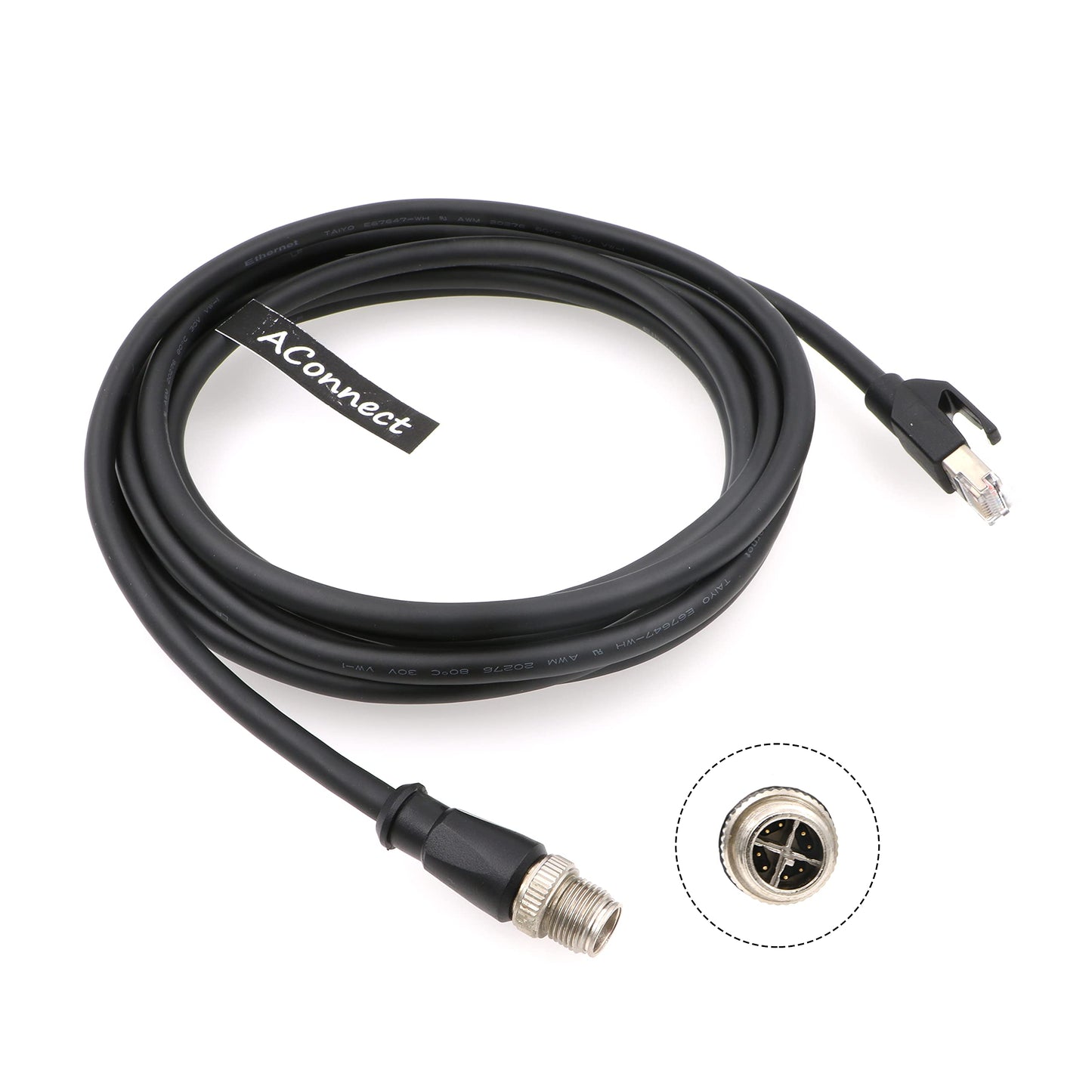 X-Code-RJ45-Industrial-Shielded-Ethernet M12 8 Pin X-Code Male to RJ45 Cat6a Ethernet Shielded Cable for Cognex Industrial Camera Flexible 3.3Ft|1M