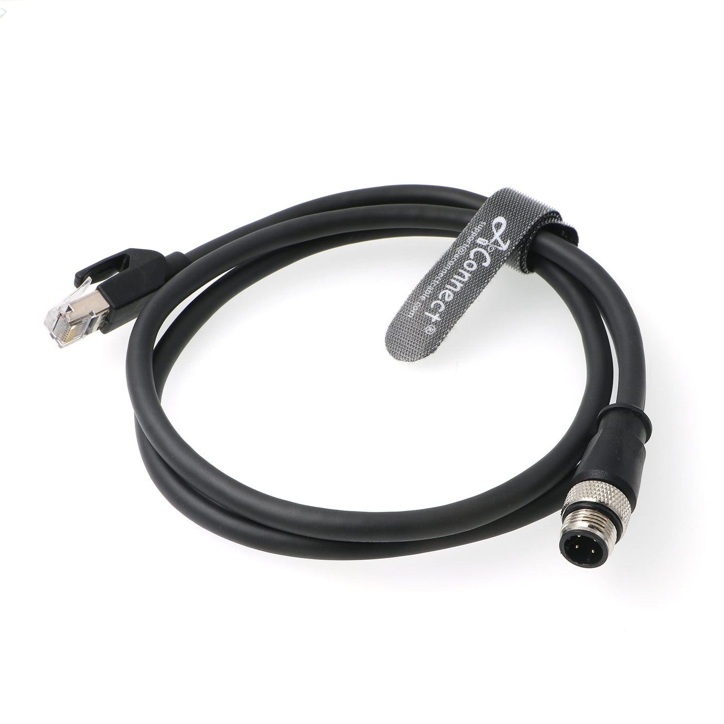 4Pin-RJ45-Ethernet-Industrial-Cat5e-Cable D-Code M12 4 Pin Male to RJ45 Male Cat5e High Flex Ethernet Shielded Cable Industrial Field-wireable Machinery Sensor Camera 3.3Ft|1M