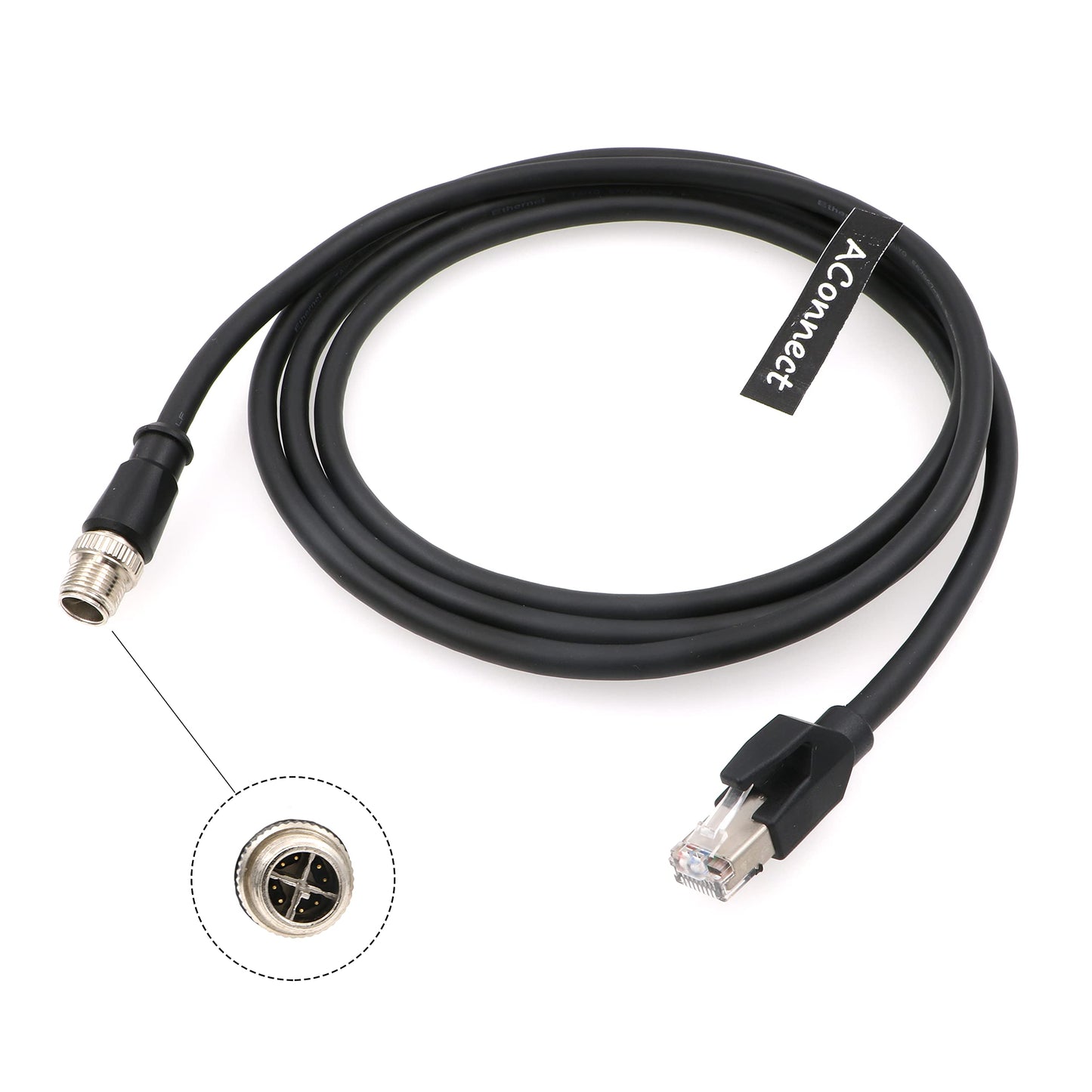 X-Code-RJ45-Industrial-Shielded-Ethernet M12 8 Pin X-Code Male to RJ45 Cat6a Ethernet Shielded Cable for Cognex Industrial Camera Flexible 3.3Ft|1M