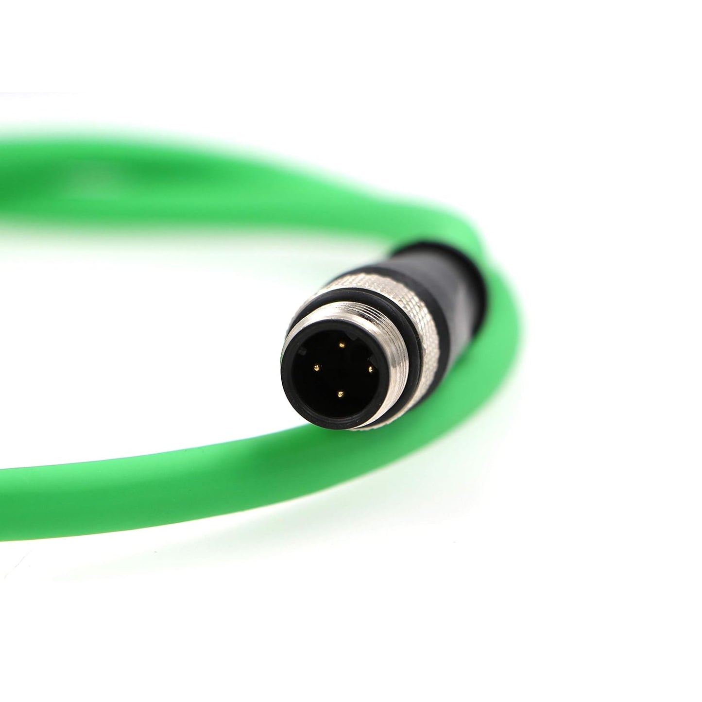 AConnect M12 4 Position D-Coded Connector to RJ45 Cat5e Ethernet Cable Assembly Waterproof Portable 3.3Ft/1M