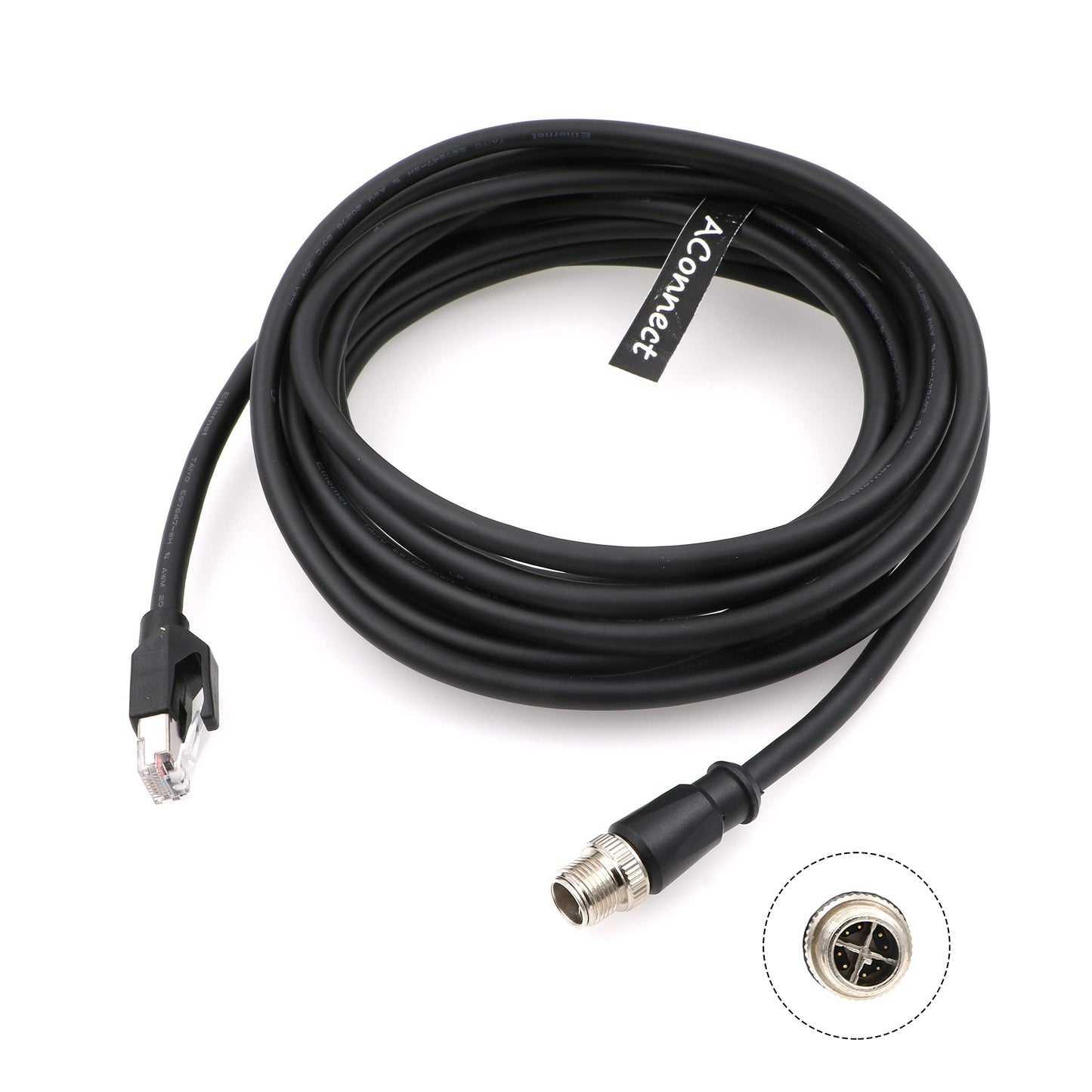 X-Code-RJ45-Industrial-Shielded-Ethernet M12 8 Pin X-Code Male to RJ45 Cat6a Ethernet Shielded Cable for Cognex Industrial Camera Flexible 3.3Ft|1M
