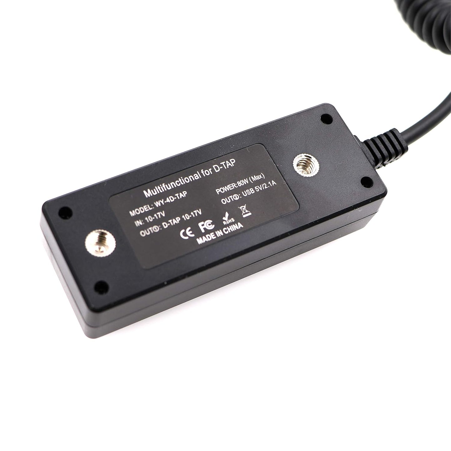 AConnect D-Tap Male to 4-Port D-Tap Female Coiled Splitter Cable for V-Mount Battery with Switch Button/USB Port/8V 12V DC Port for Photography Power Multifunctional