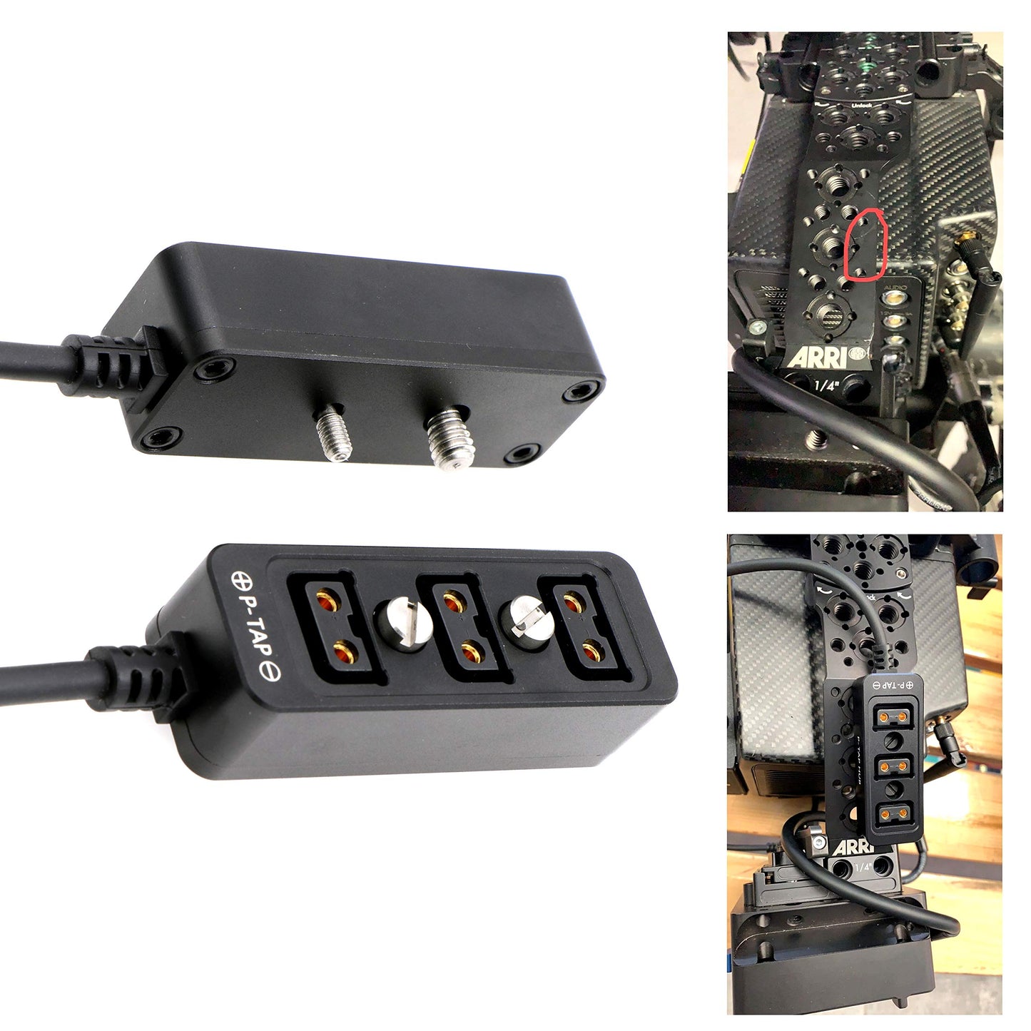 AConnect D-tap Splitter P-Tap HUB Cable D Tap to 3Ports Dtap P-tap Splitter Cable for Photography Power for ARRI RED Z CAM Cameras TILTA Steadicam IDX V-Mount Battery 21in/ 54cm