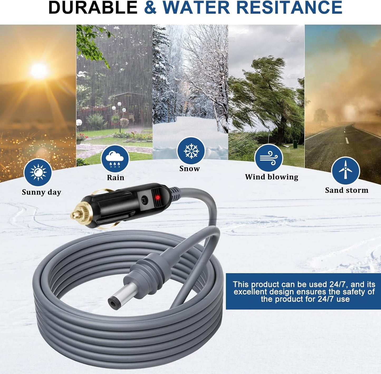 Starlink Mini DC Power Cable Cigarette Lighter, Car Charger 7FT Starlink Mini Accessories Cable 12V-24V DC Power Cord,18AWG Starlink DC Power Supply for Trucks Buses Ships Waterproof Gray