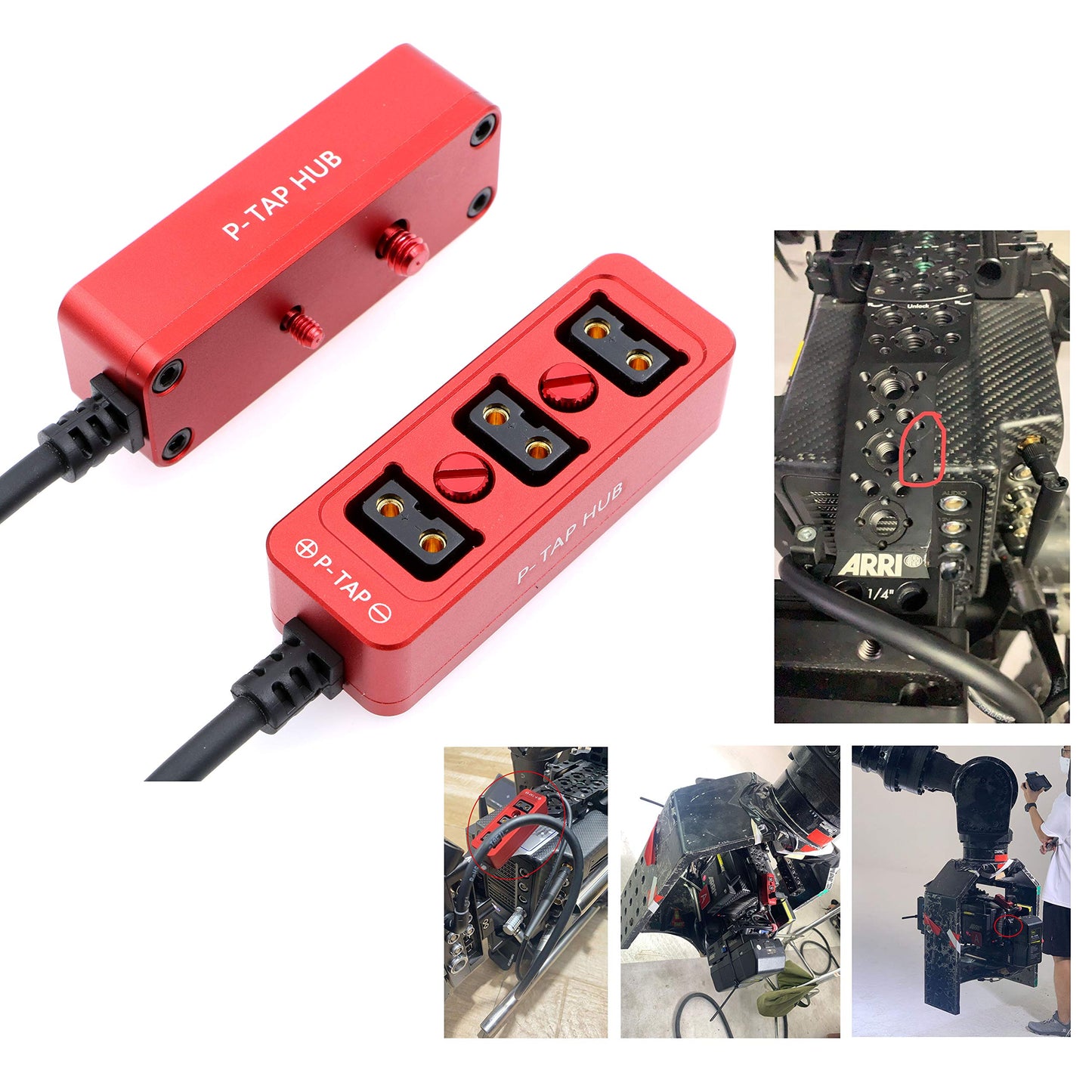 AConnect D-tap Splitter P-Tap HUB Cable D Tap to 3Ports Dtap P-tap Splitter Cable for Photography Power for ARRI RED Z CAM Cameras TILTA Steadicam IDX V-Mount Battery 21in/ 54cm