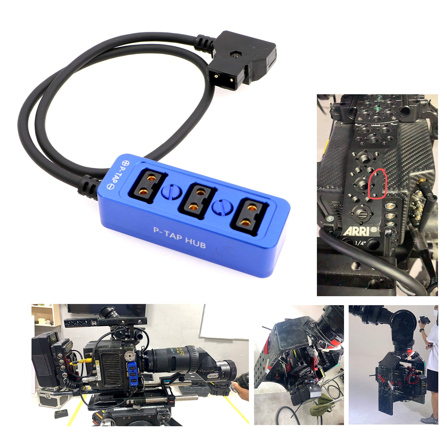 AConnect D-tap Splitter P-Tap HUB Cable D Tap to 3Ports Dtap P-tap Splitter Cable for Photography Power for ARRI RED Z CAM Cameras TILTA Steadicam IDX V-Mount Battery 21in/ 54cm